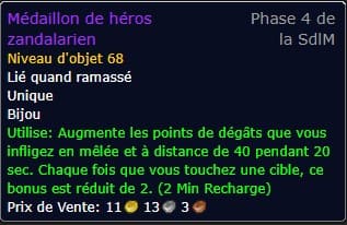 Médaillon de héros zandalarien